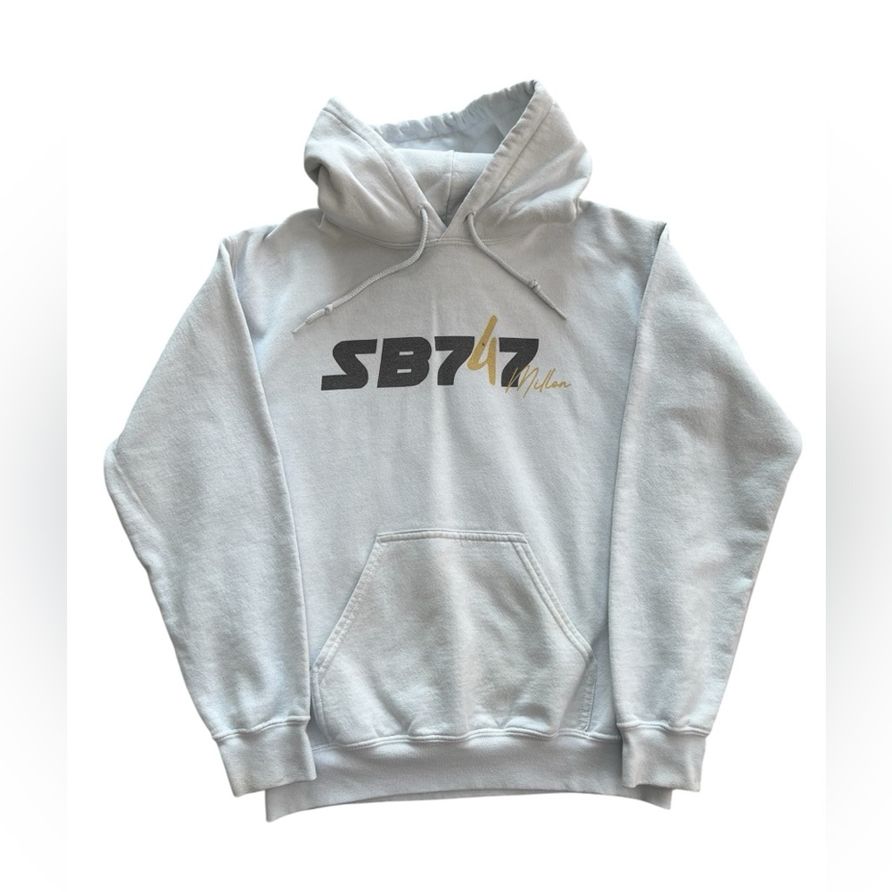 SB737 White Hoodie, 4 Mil Subscriber Theme, Gilldan Heavy Blend, Size Adult S